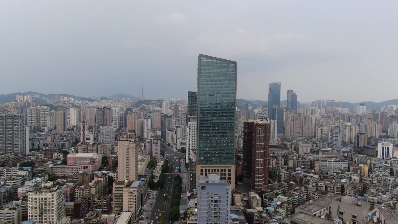 贵州贵阳城市老城区建设航拍