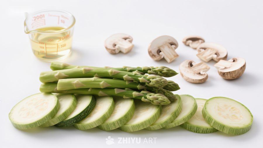 新鲜蔬菜与食用油组合