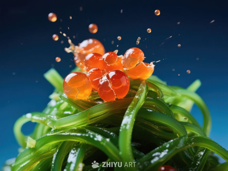 海藻上的鱼子酱特写 221
