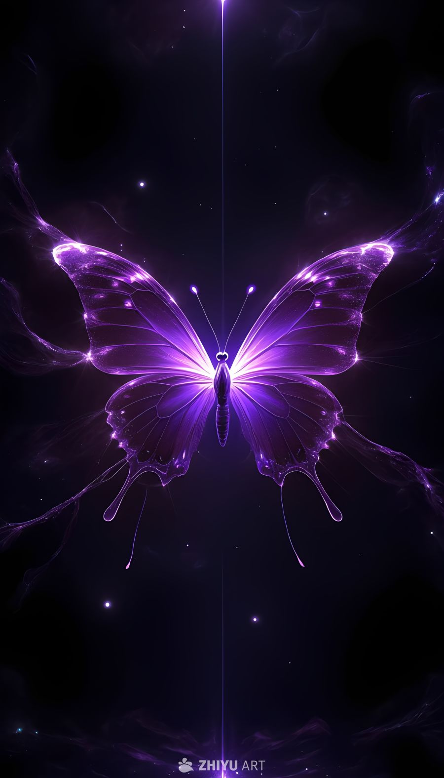 梦幻霓虹紫蝴蝶 未来科技感发光装饰元素 8