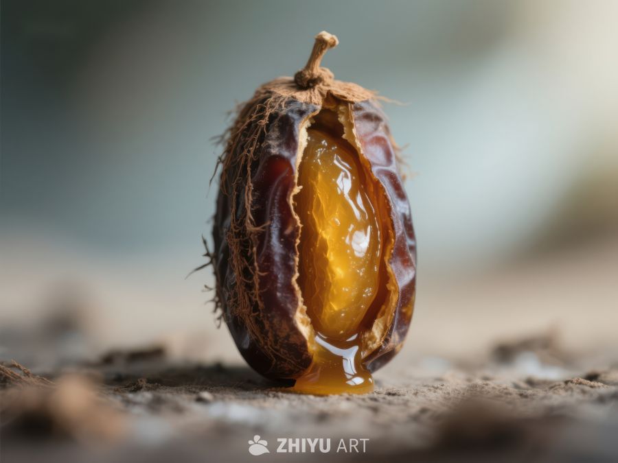 裂开的果实，流出金黄色汁液 234