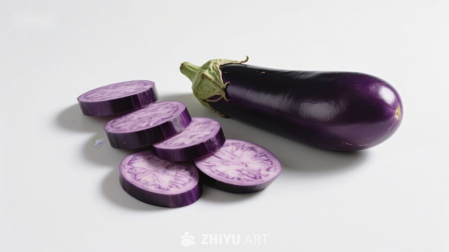 切片茄子与整颗茄子