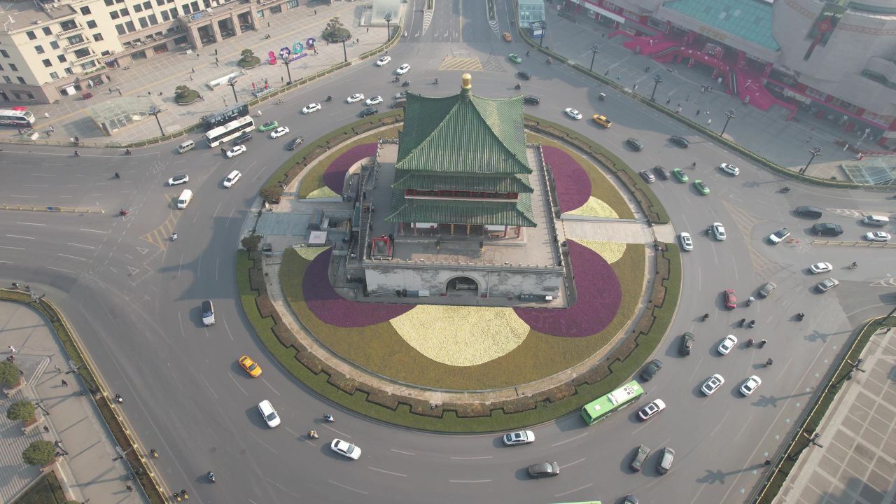 西安钟楼著名旅游景点地标建筑