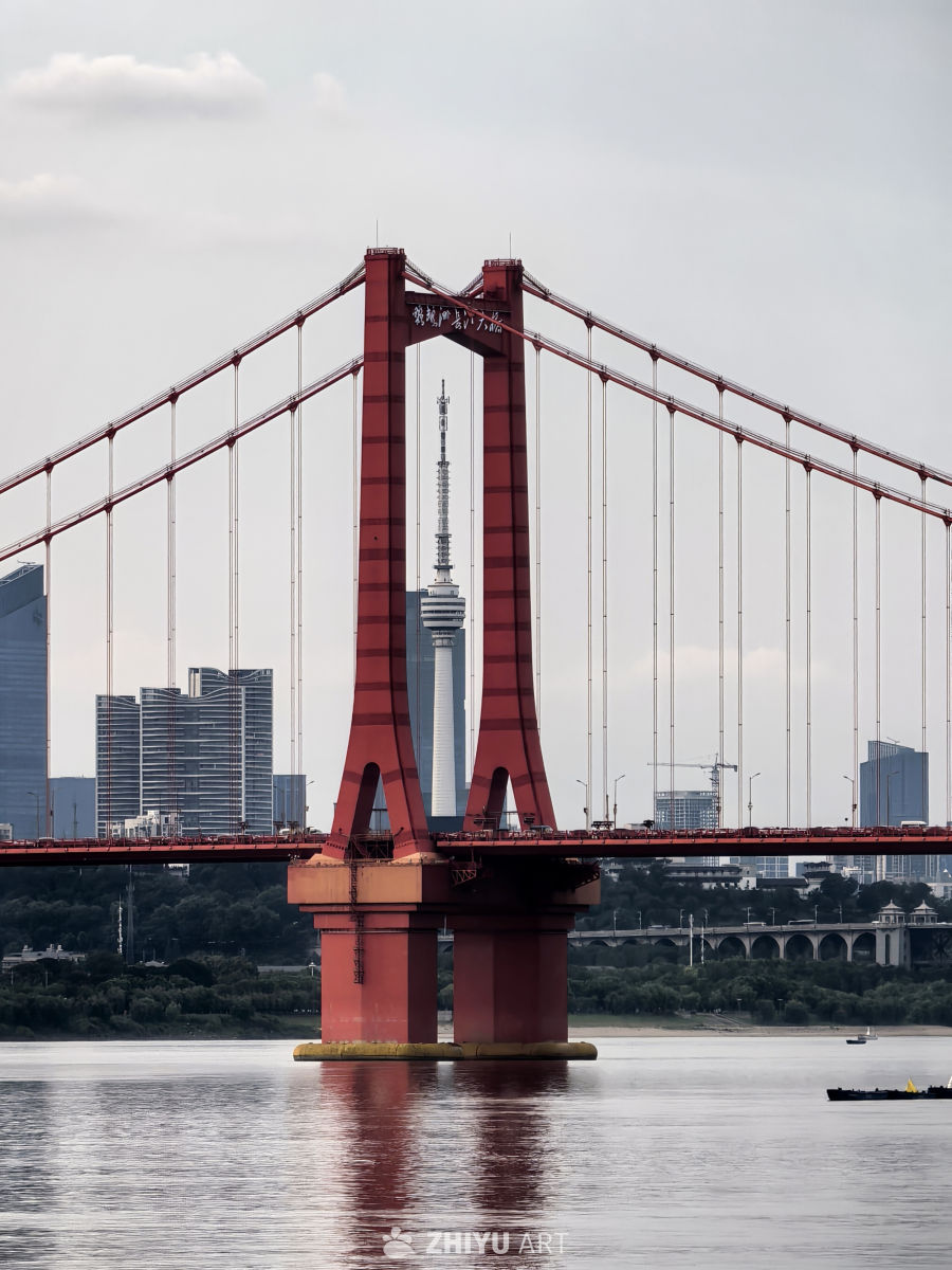 鹦鹉洲大桥夕阳与晚霞