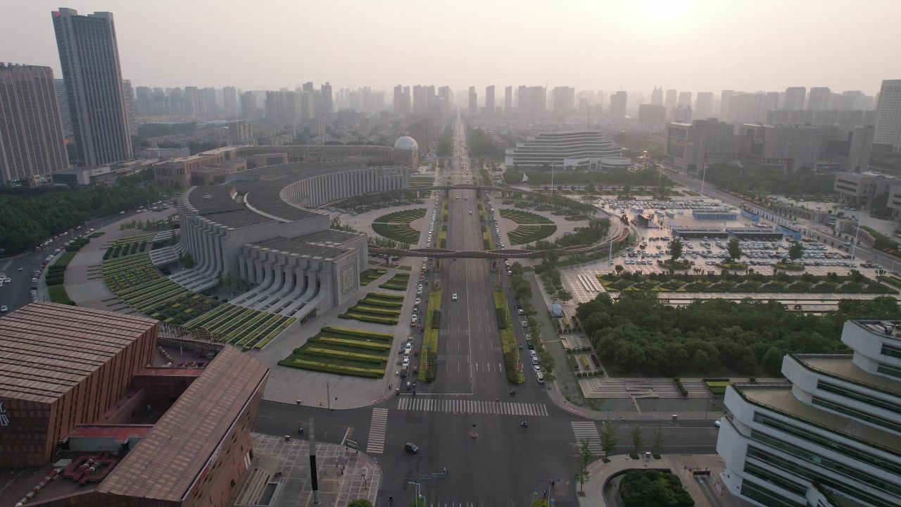 河南新乡市城市建设交通高楼航拍 