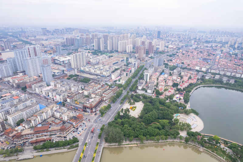 河北沧州城市风光地标建筑航拍图 