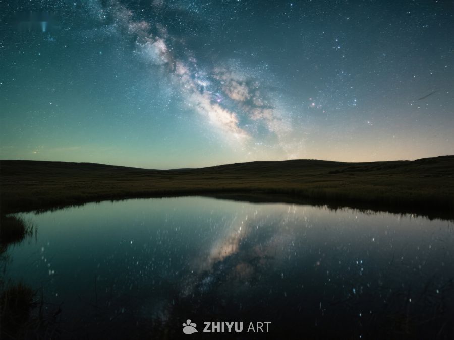 银河倒映静谧湖面 459
