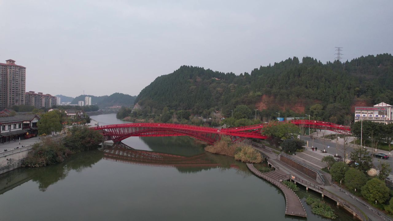  四川遂宁联盟河风光航拍