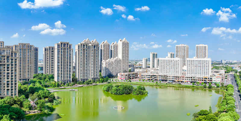 航拍昆山城市风光建筑大景 44