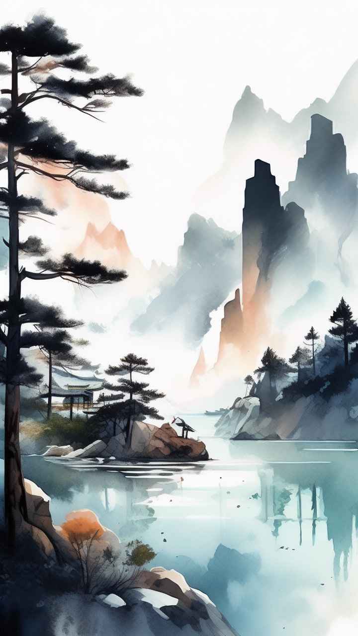国风山水画背景插画 26