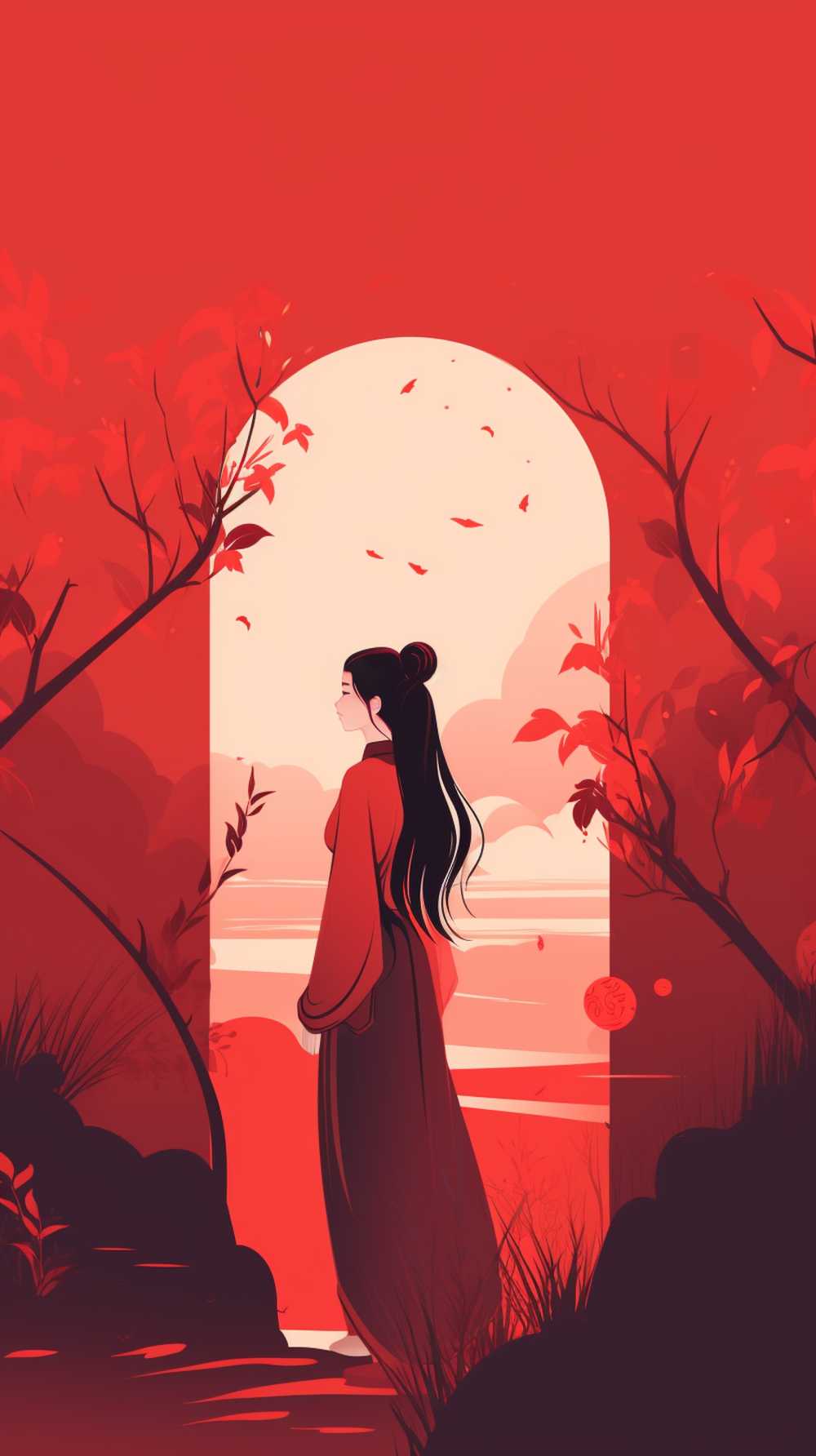 红色唯美背景意境