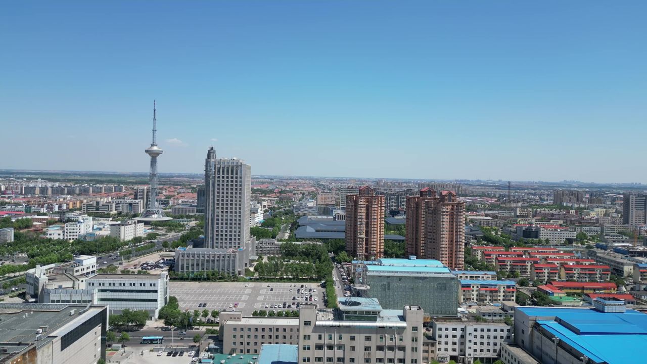 航拍山东东营西城风光建设