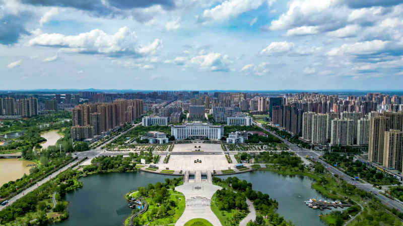 江西抚州城市风光航拍图 