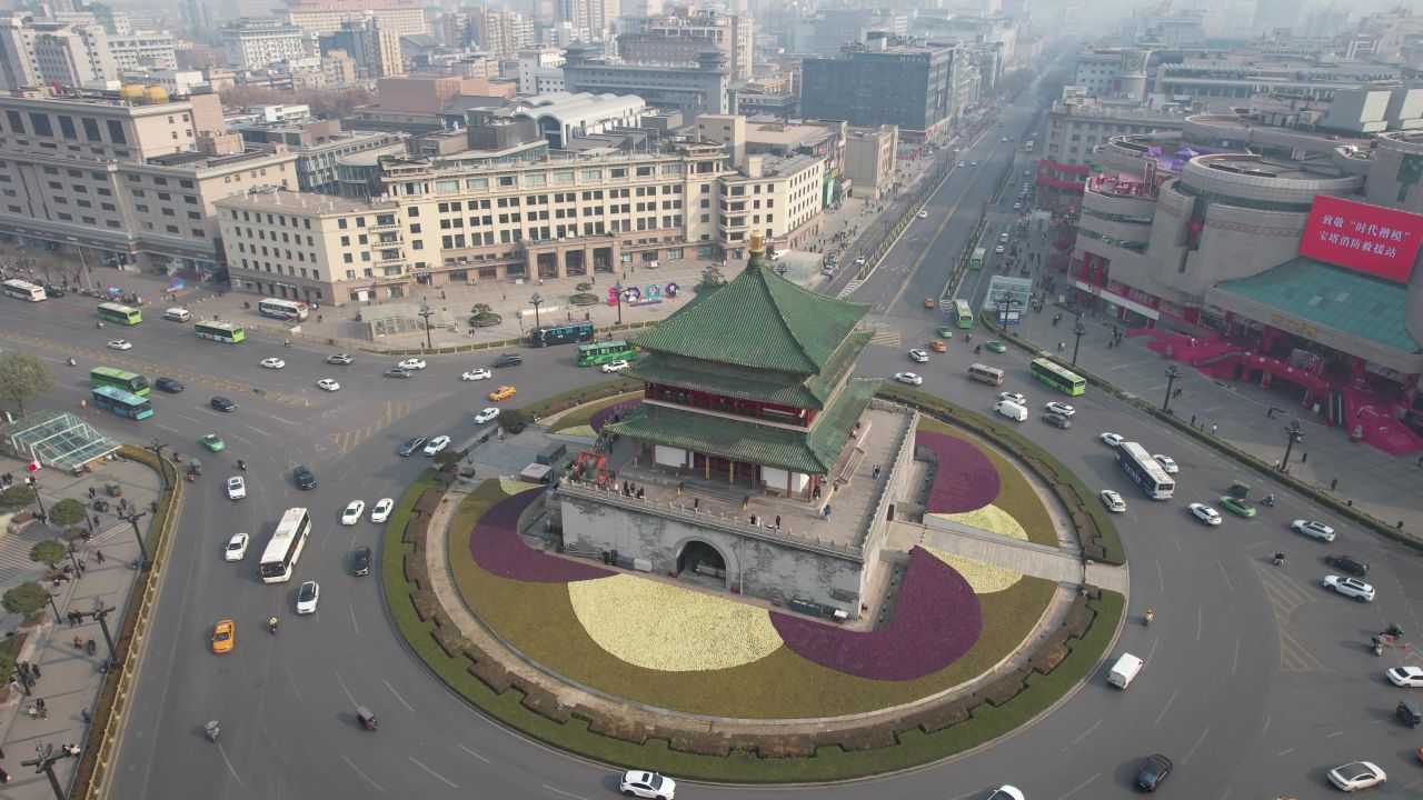 西安钟楼著名旅游景点地标建筑