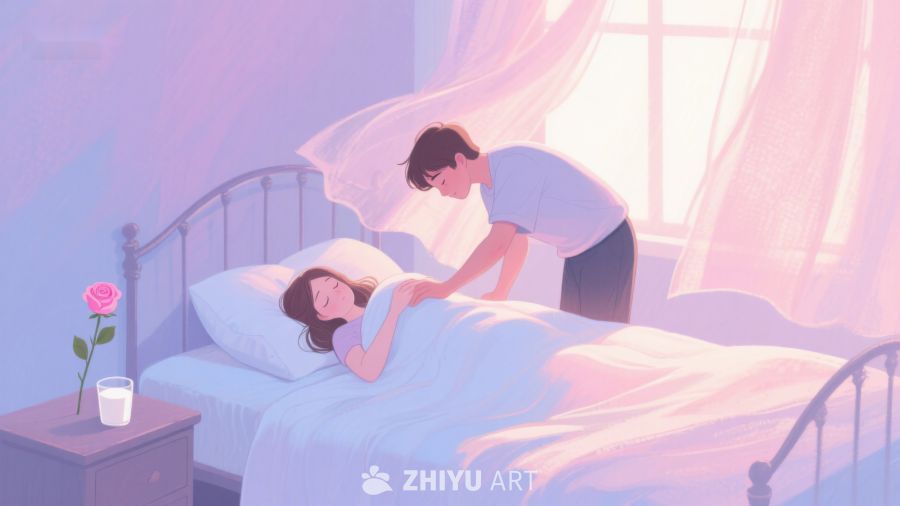 温馨床边，轻抚安睡之人 396