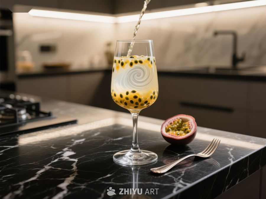 百香果饮品倒入高脚杯 8