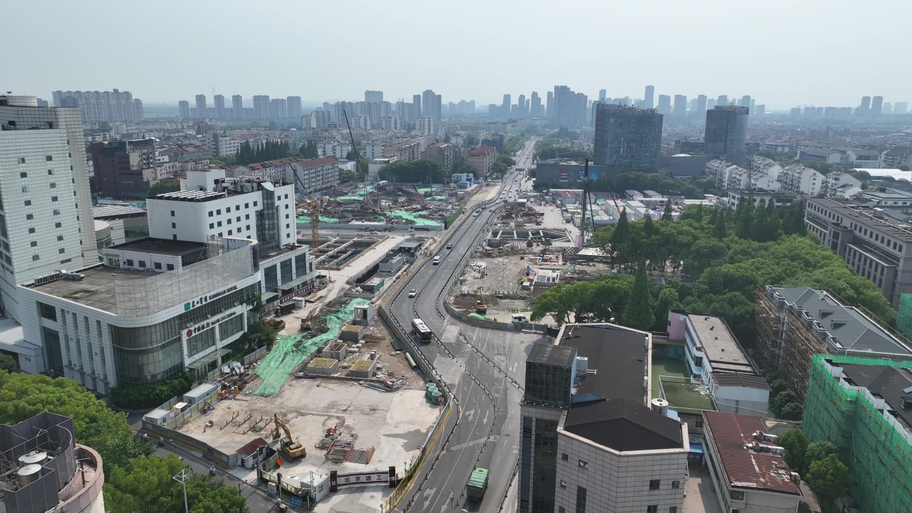 航拍昆山市区
