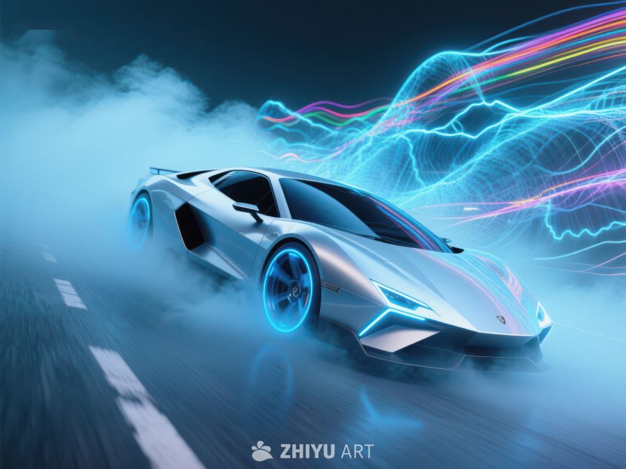 未来感跑车疾驰霓虹赛道 314