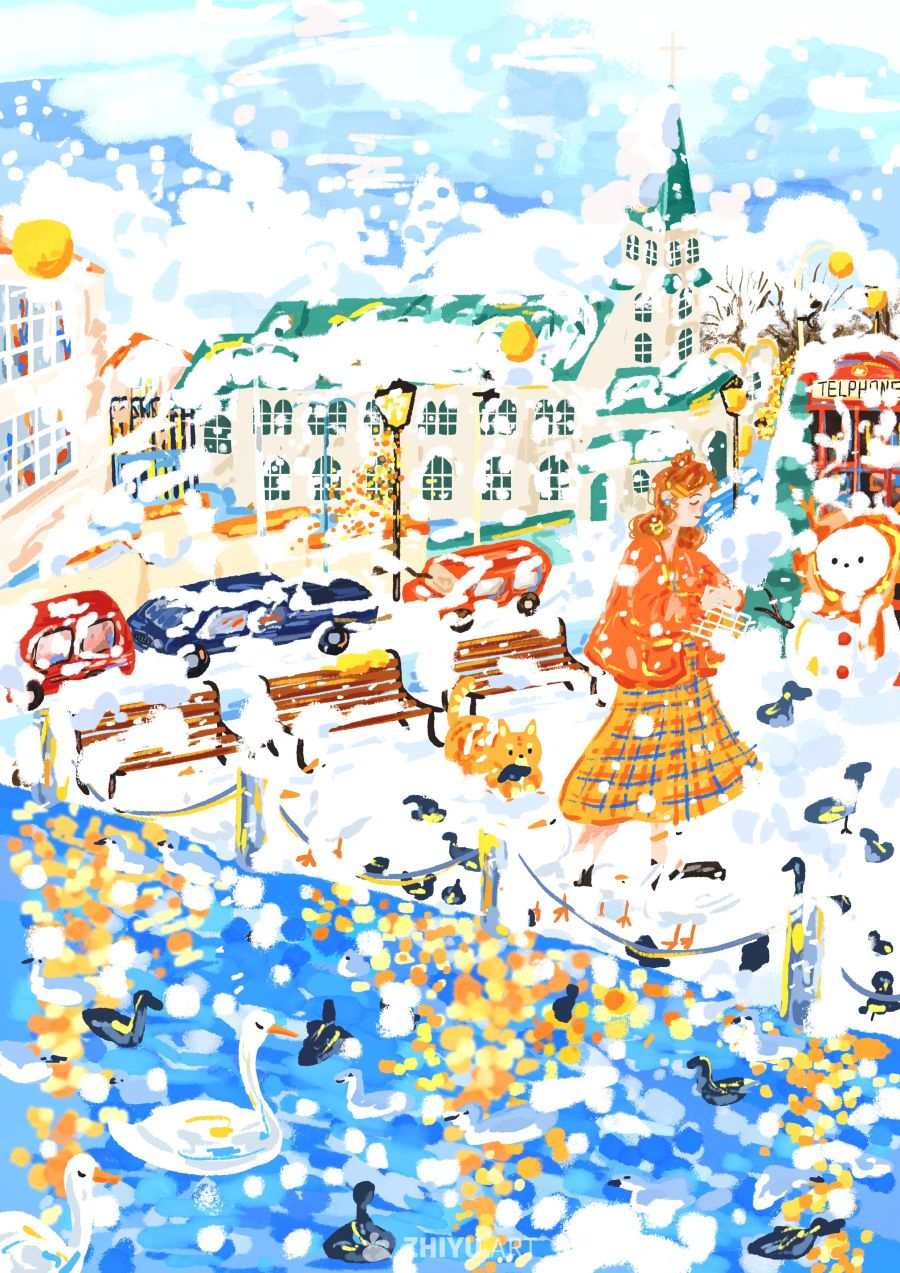 原创治愈插画作品素材四季节气节日自然 26
