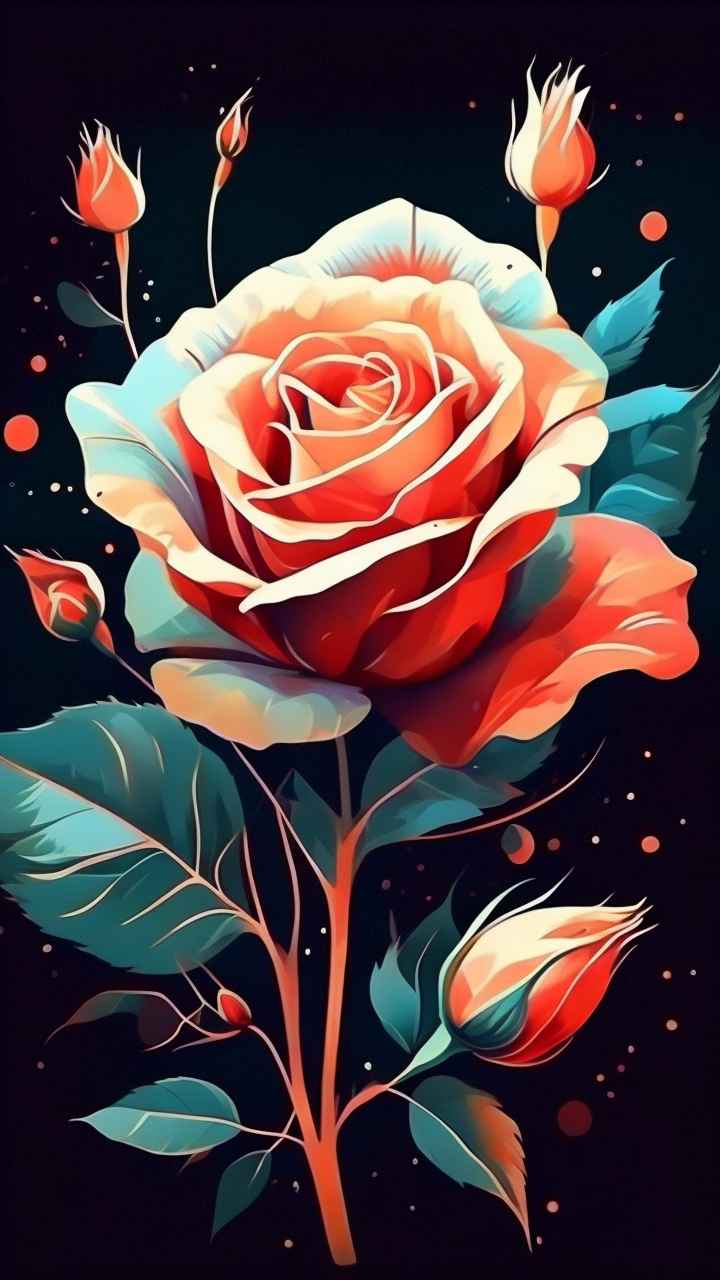 抽象花卉玫瑰插画 38