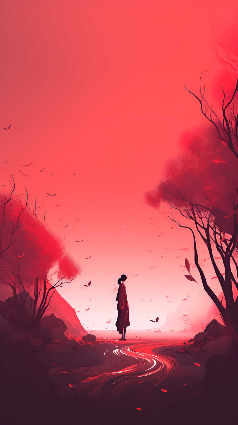 红色唯美背景意境