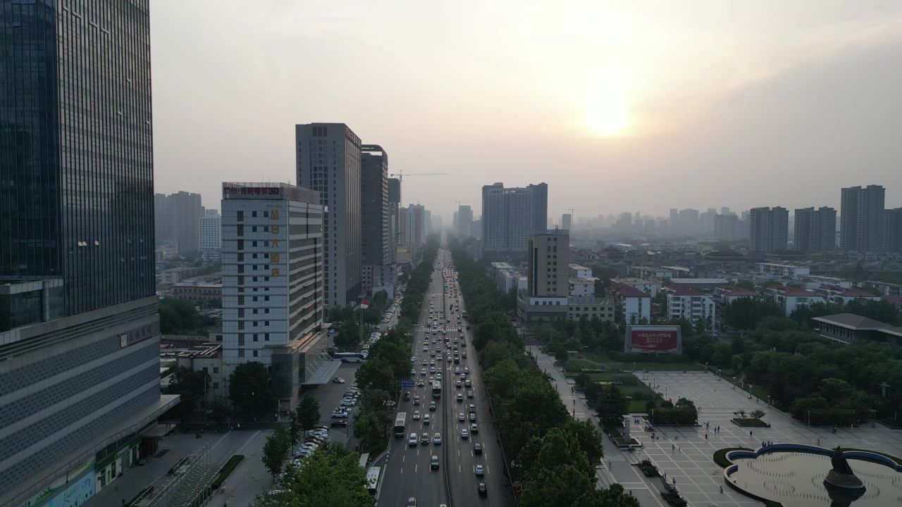 河北邯郸城市风光航拍 