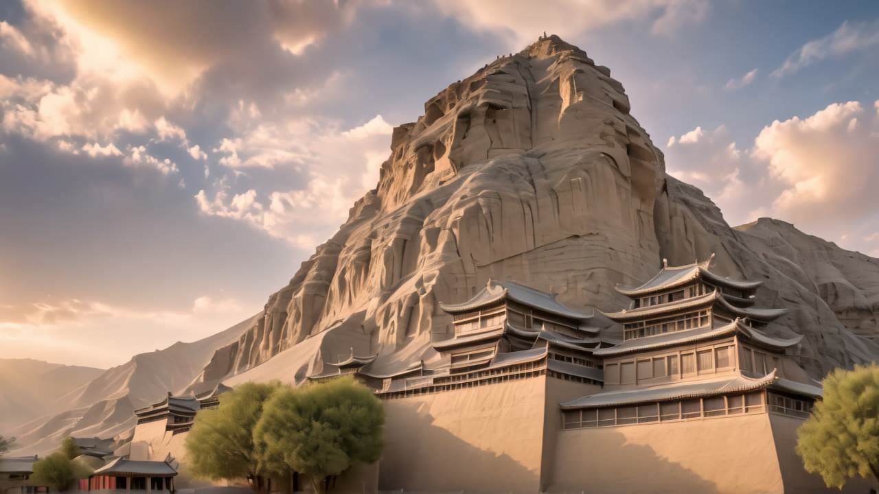敦煌石窟莫高窟壁画日出日落 7