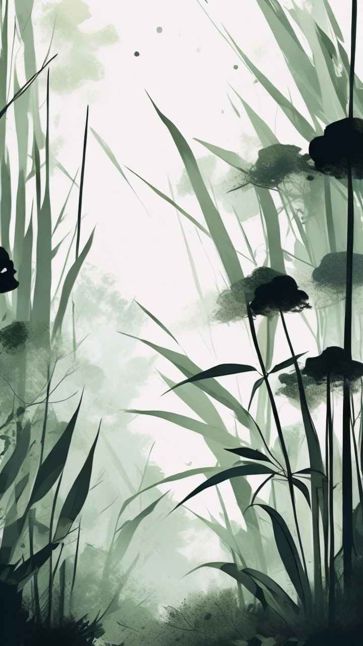 绿竹水墨插画背景图 54
