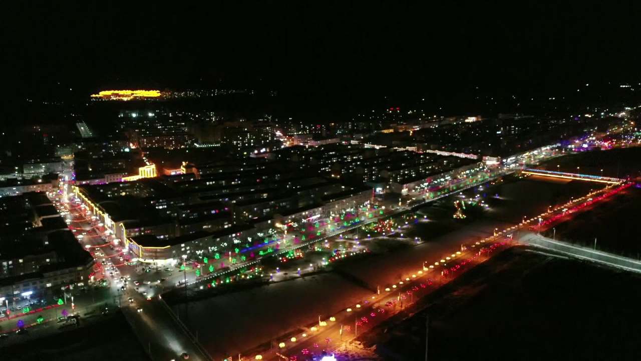 草原小镇夜景 张家口尚义南壕堑镇