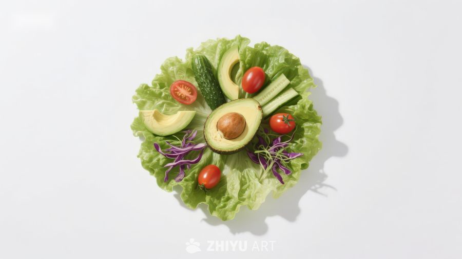 新鲜蔬菜沙拉摆盘