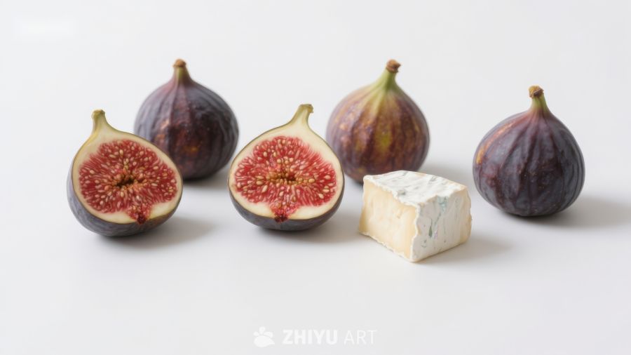 无花果与奶酪的静物组合