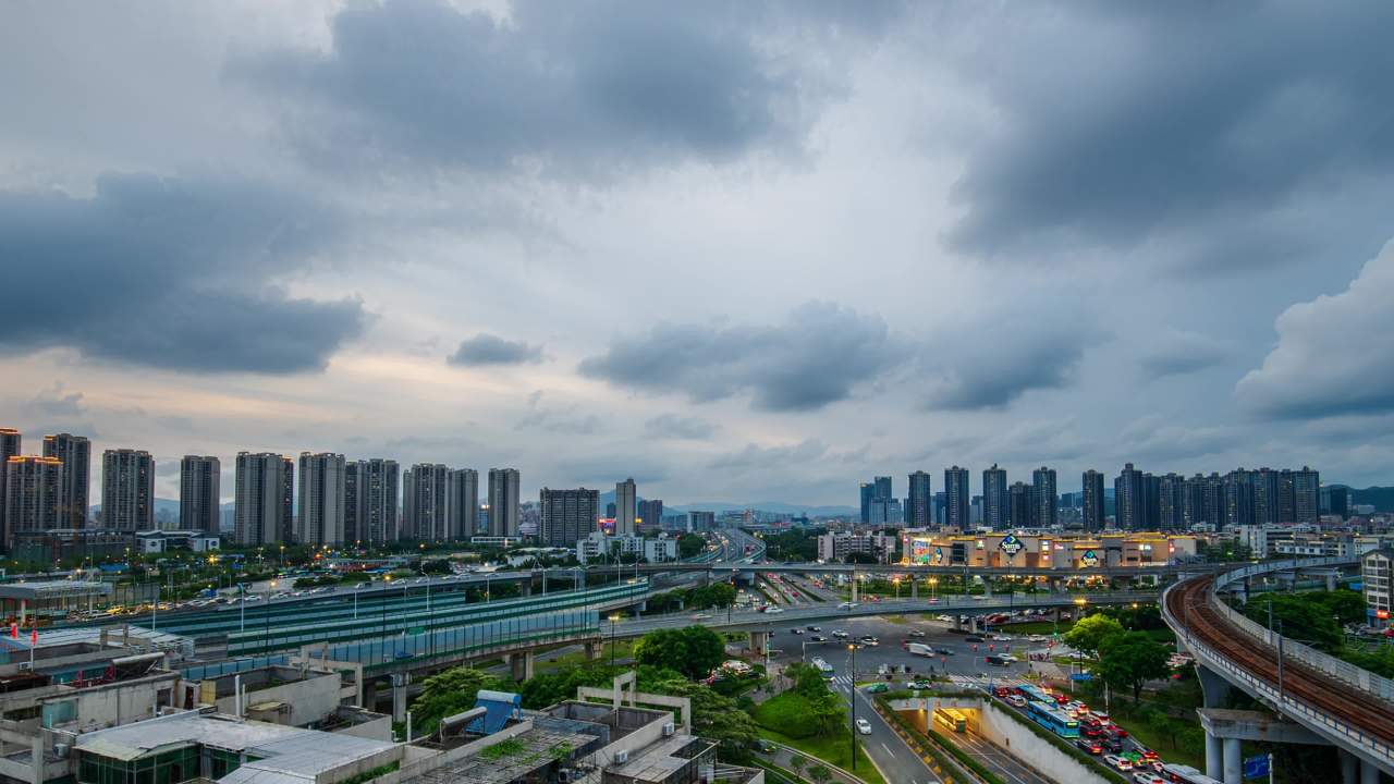珠海晚霞高架桥及周边建筑景观 