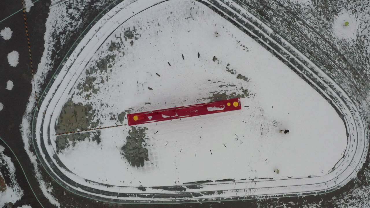 青岛石老人浴场海边雪景航拍 15