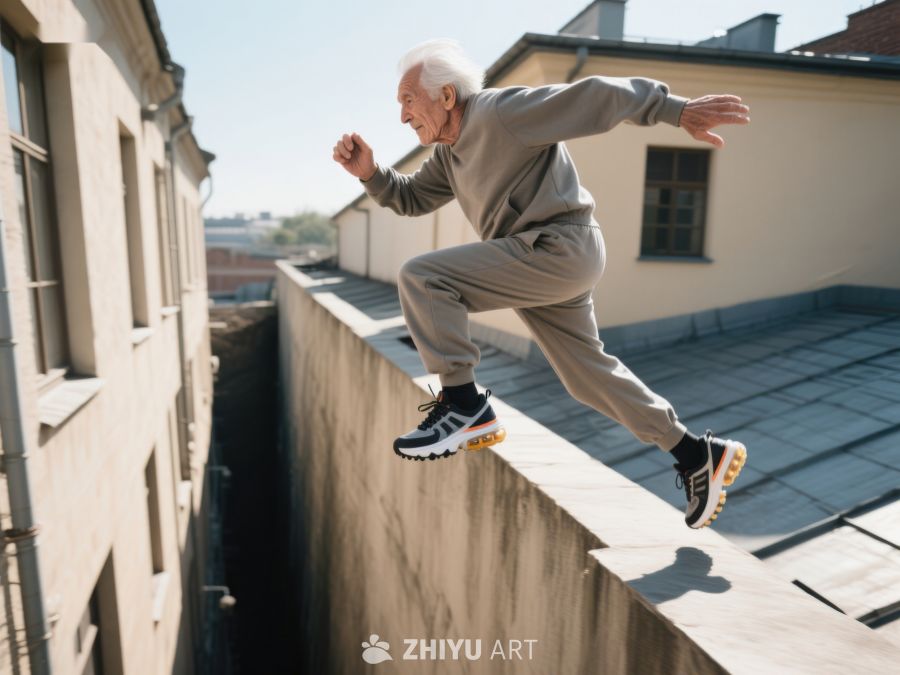 老人屋顶跳跃，活力四射 471