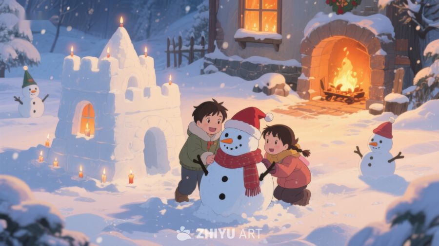 冬夜雪地里的温馨时刻 113