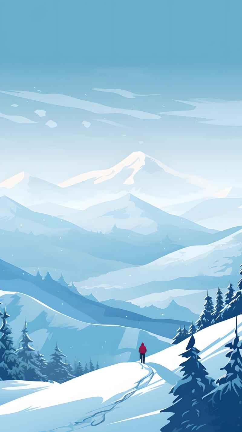 冬季唯美雪景创业插画 21