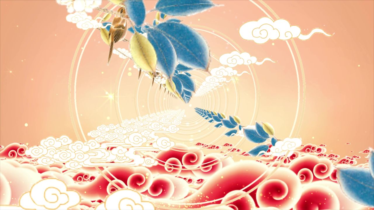 古风背景视频 中国风 意境春天 桃花 水墨 3