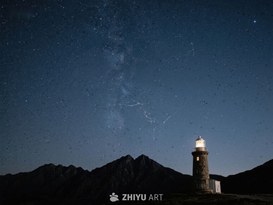 夜空下的灯塔与星辰 301