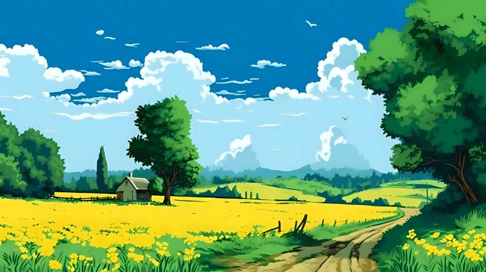 夏季户外自然绿色唯美花草乡村美景