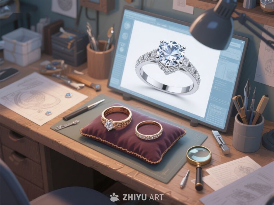 珠宝设计工作台：钻石戒指的创作 534
