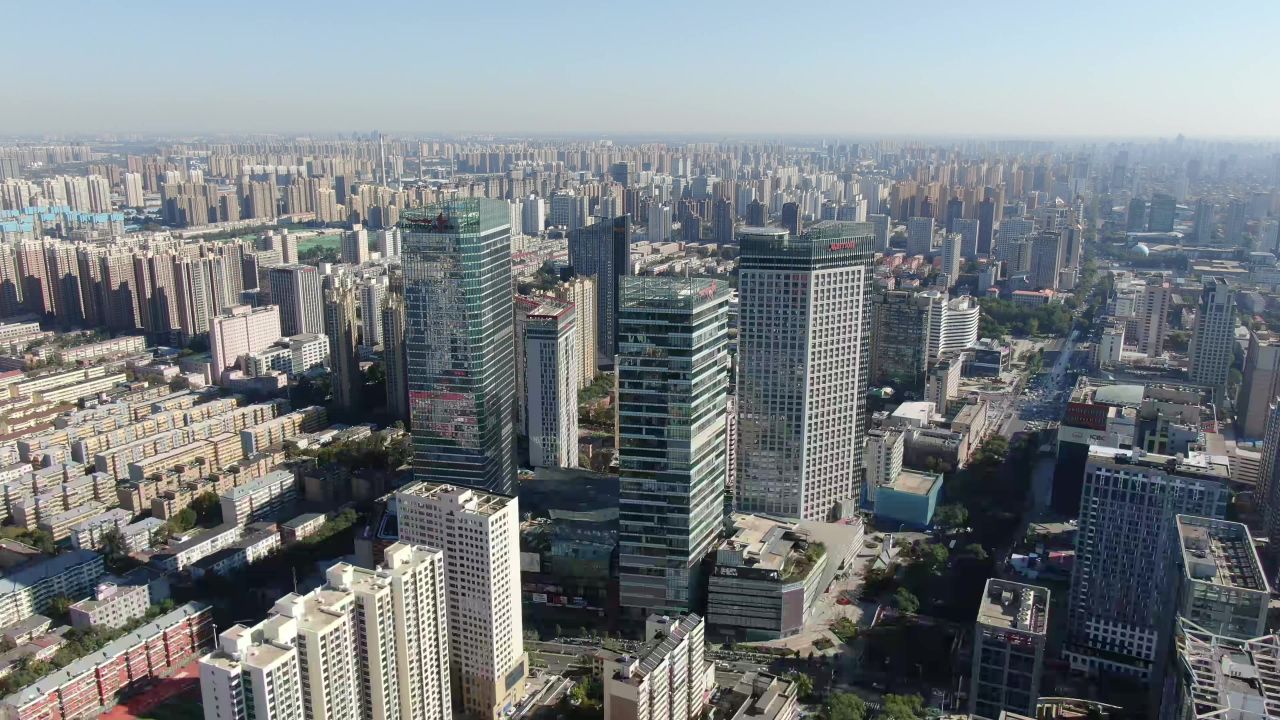  河北石家庄城市商业高楼航拍