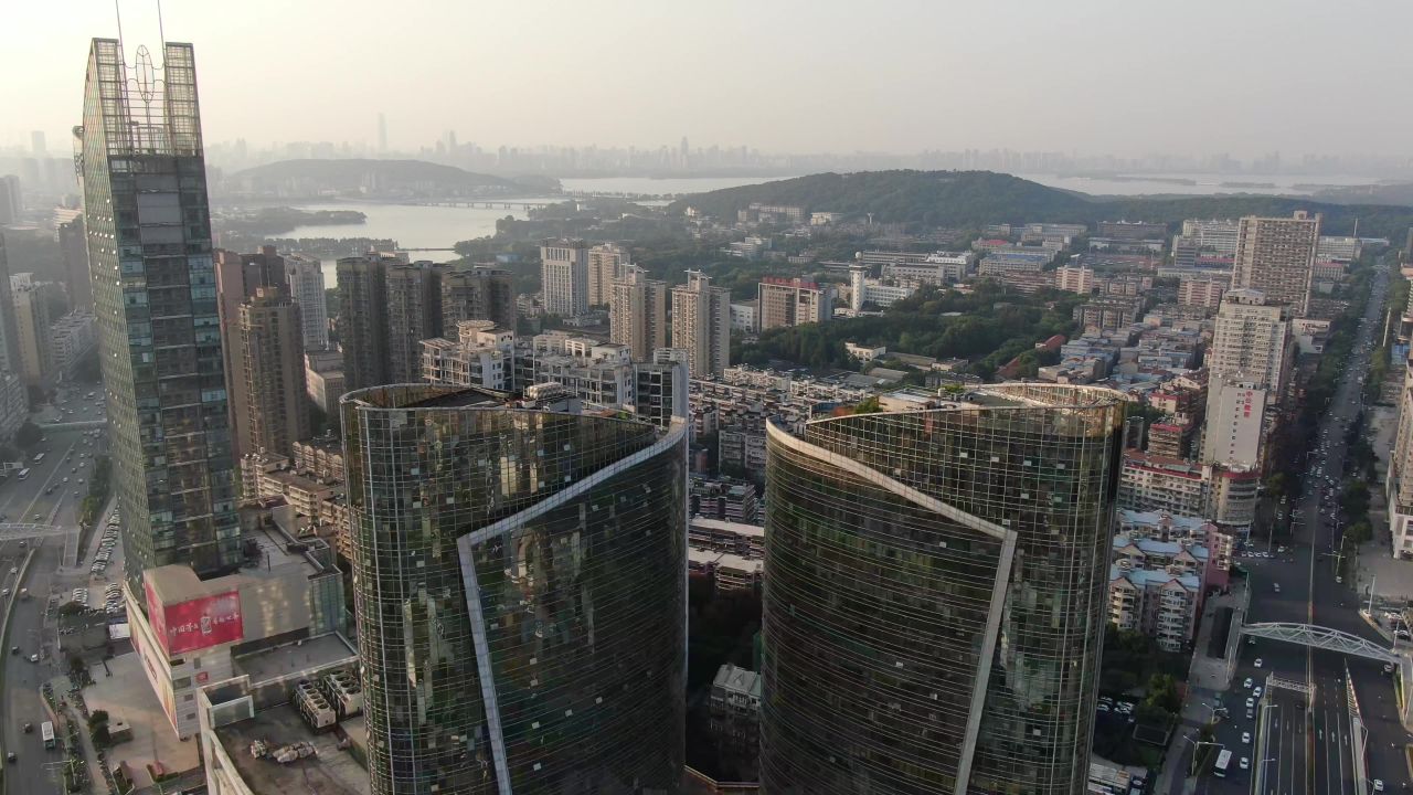 武汉汉口城市高楼建筑航拍
