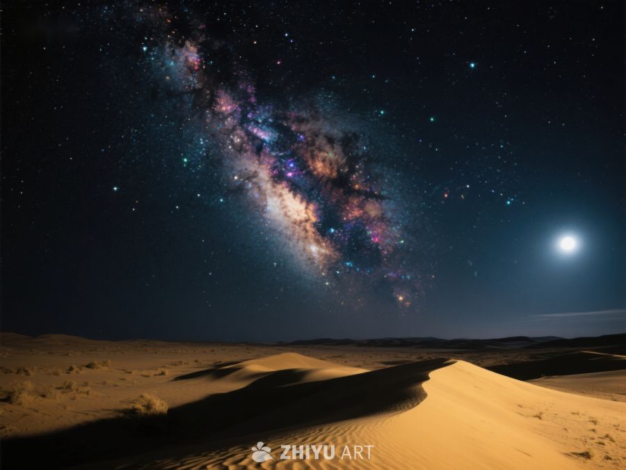 沙漠夜空下的银河与明月 115