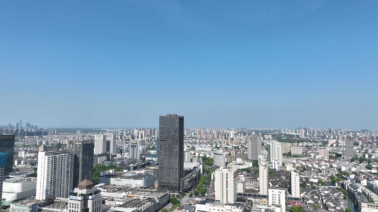 4K航拍浙江湖州城市建筑风光大景 8