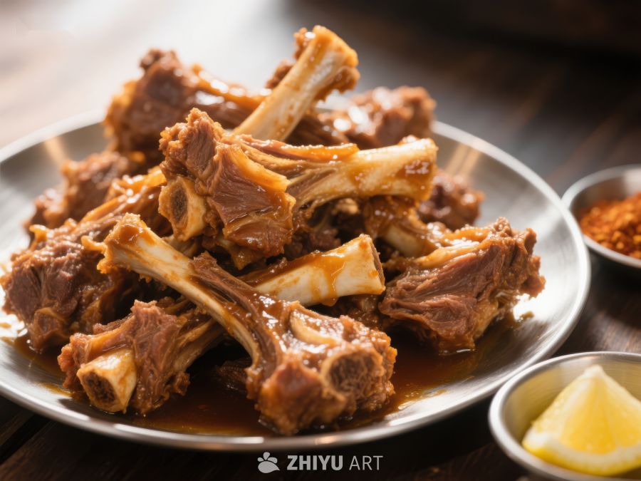 美味炖煮羊排配柠檬与香料 547