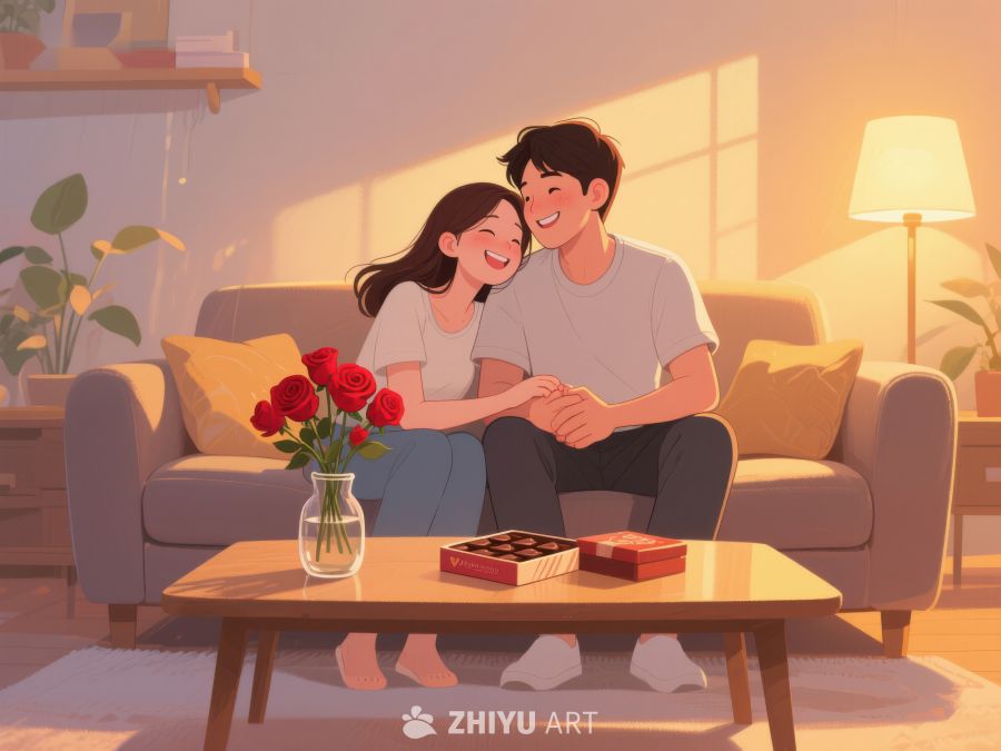 温馨客厅中的甜蜜情侣 760