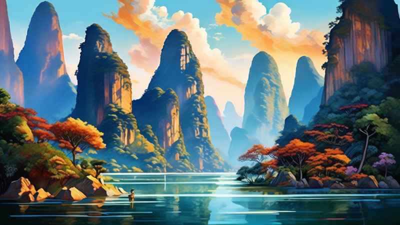 插画风格 桂林山水 38