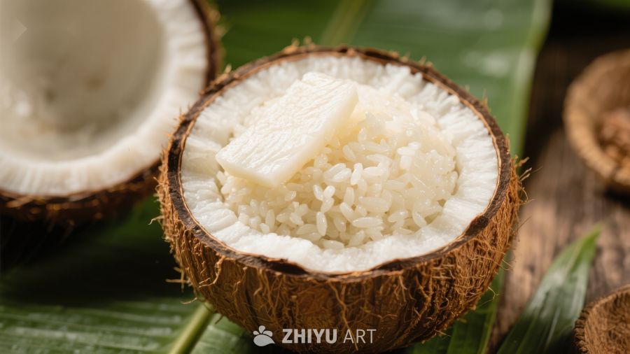 新鲜椰子内部展示