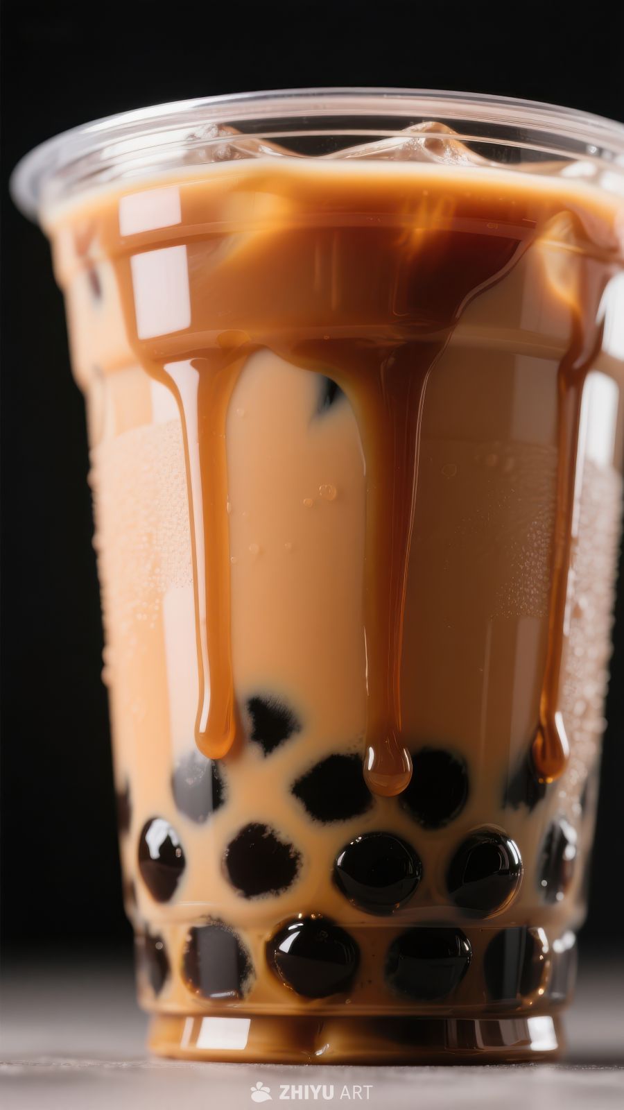 奶茶珍珠杯，焦糖淋面诱人