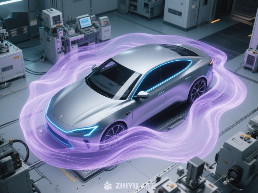 未来汽车在工厂中的科技展示 437